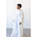 Embroidered Thobe Overcoat Arab Bisht Cloak Pure White on Silver