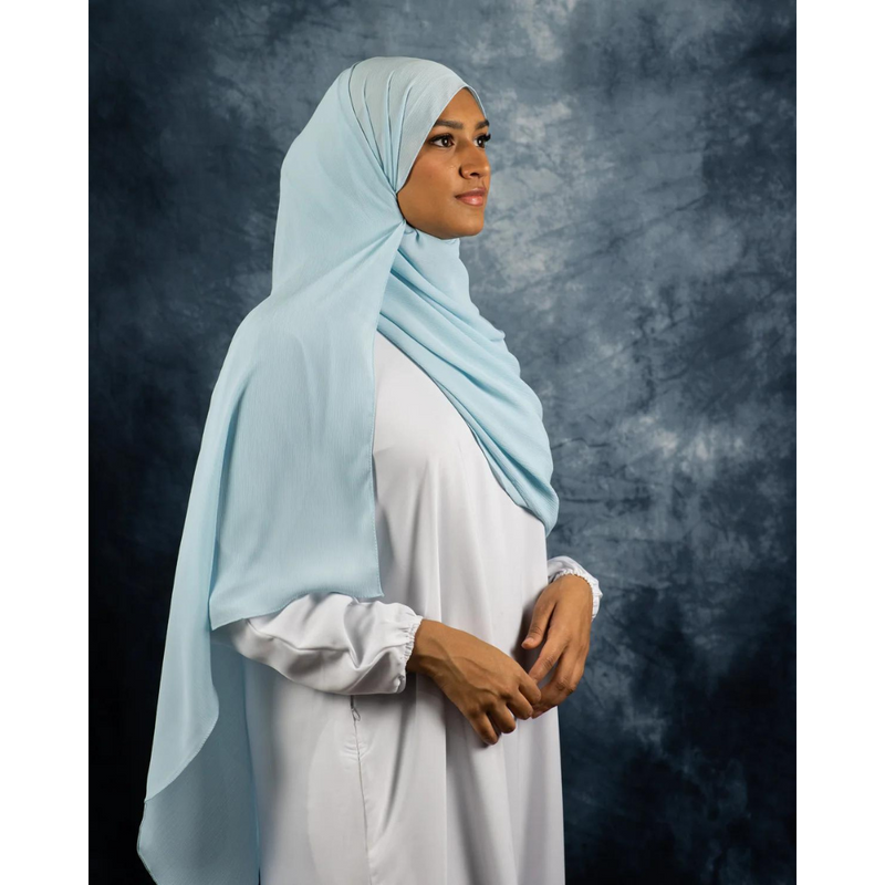 Powder Blue Silk Crinkle Chiffon Hijab