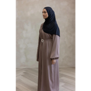 CLEARANCE Sale * No Belt* Sawda Pleated Abaya with Stone Belt (Truffle)