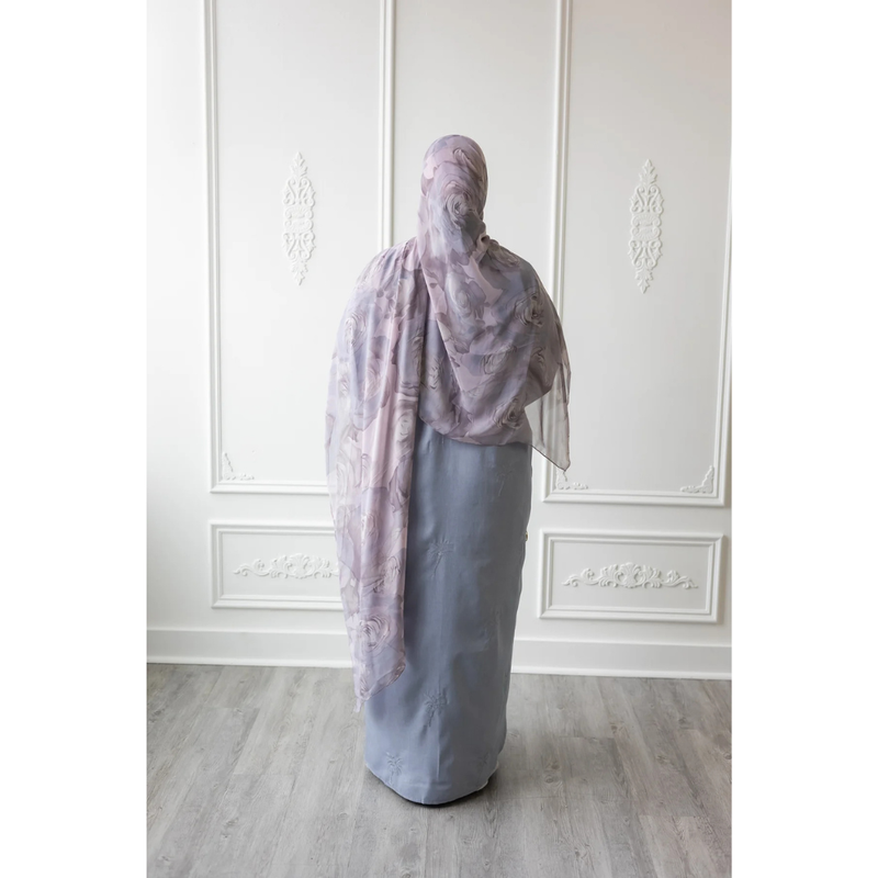 CLEARANCE SALE Linen Embroidered Palm Tree Design (Slate Grey)