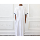 Moroccan Short Sleeve Kids-Boys Thobe (White)