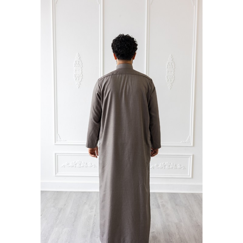 Saudi Collar Thobe Jubbah - Smokey Grey
