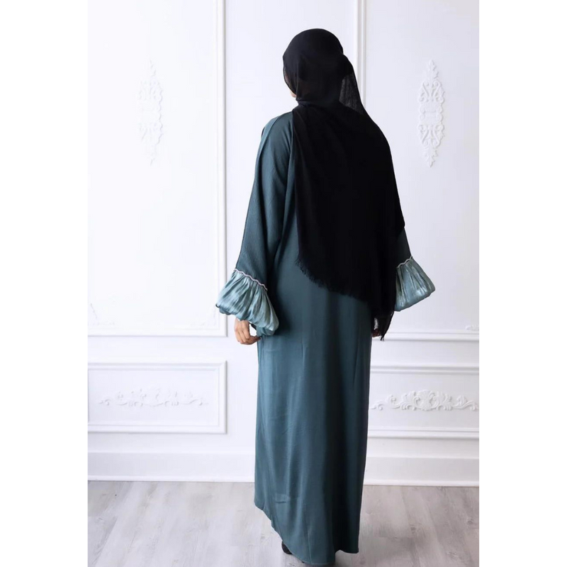 Eid Abaya Puff Sleeve Glam (Victorian Peacock)