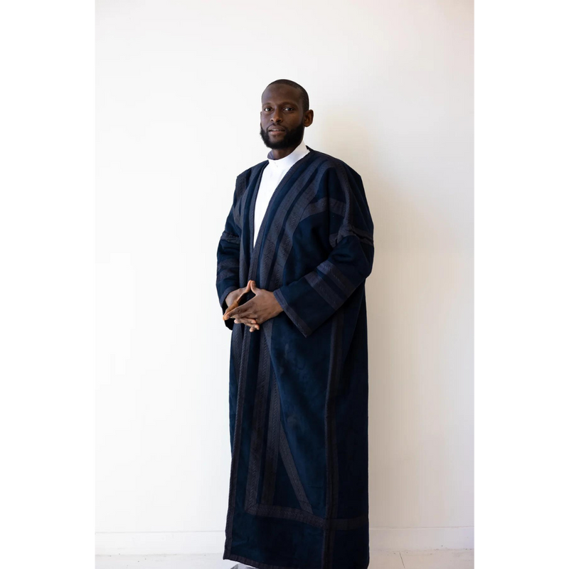 Syrian Farwa Coat with Hoodie - Space Black