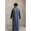 Saudi Collared Thobe Jubbah - MC Cotton Blend (Charcoal)