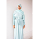CLEARANCE SALE Pleated Crepe Abaya - Teal Mist  (SIZE 58)- 63,64