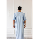 Moroccan Short Sleeve Thobe (Sky Blue With Blue Embroidery)