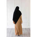 Pleated Plain Abaya (Marzipan)