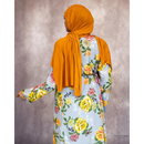Clearance Sale Grey Floral Cotton Blend Kimono Abaya