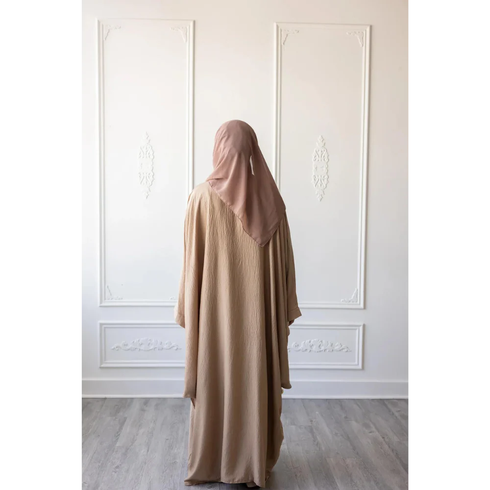 fitted lace wedding dress Slip Dress and Loose Fit Abaya (Latte)