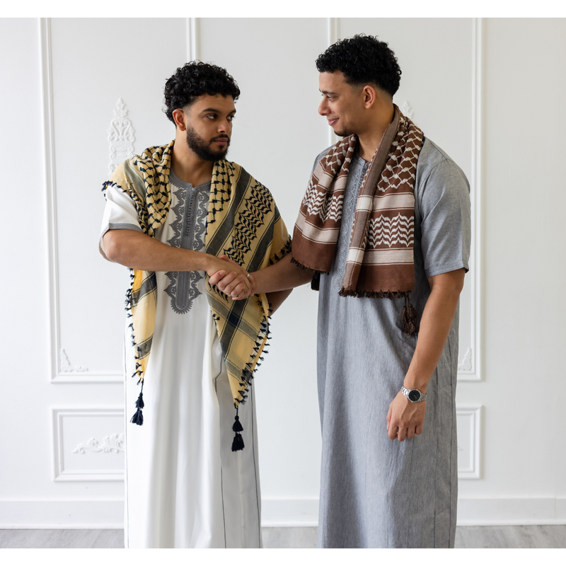 Mauve and Brown Imamah/Shemagh/Keffiyyah Arab Men's Scarf