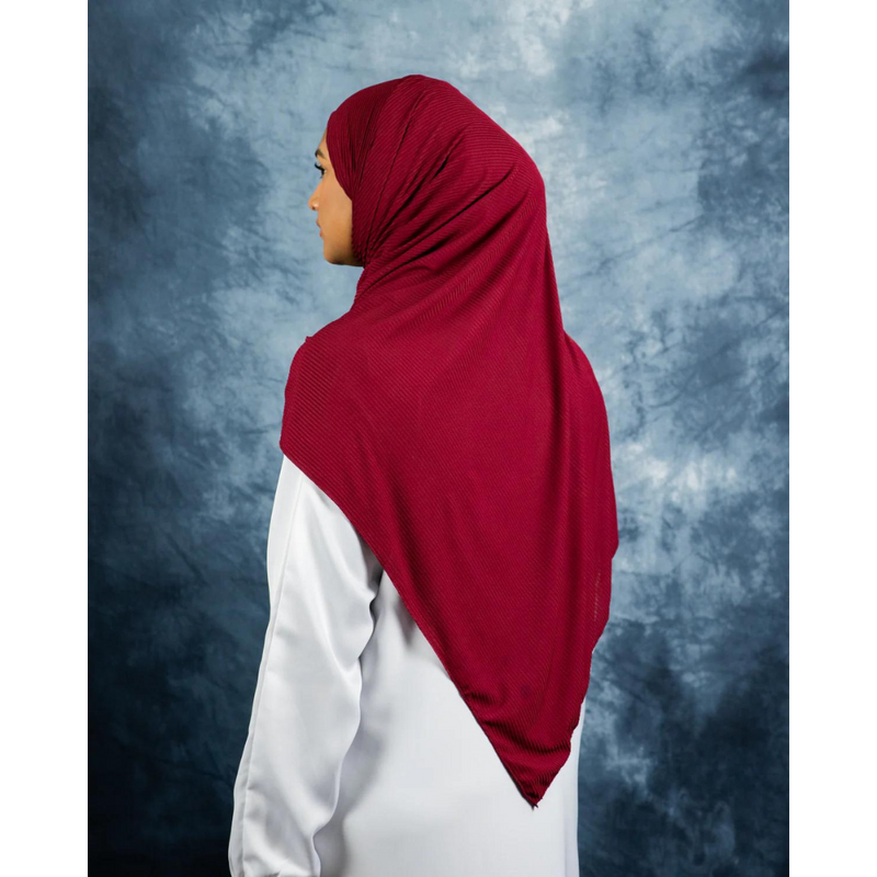 Maroon Ribbed Jersey Hijab