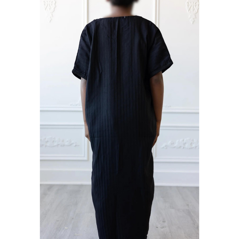 Moroccan Short Sleeve Kids-Boys Thobe  (Black)