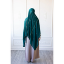 Floral Embroidered Chiffon Hijab Hand Work - Arabian Green
