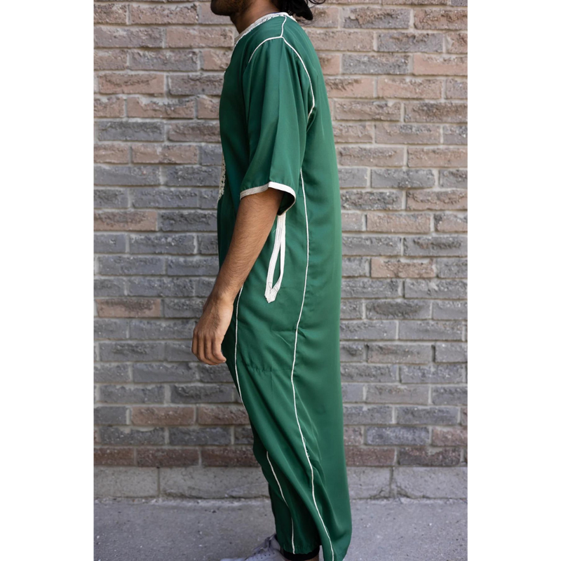 Moroccan Short Sleeve Thobe (Emerald Green)