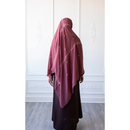 Floral Embroidered Chiffon Hijab Hand Work - Raspberry Sorbet