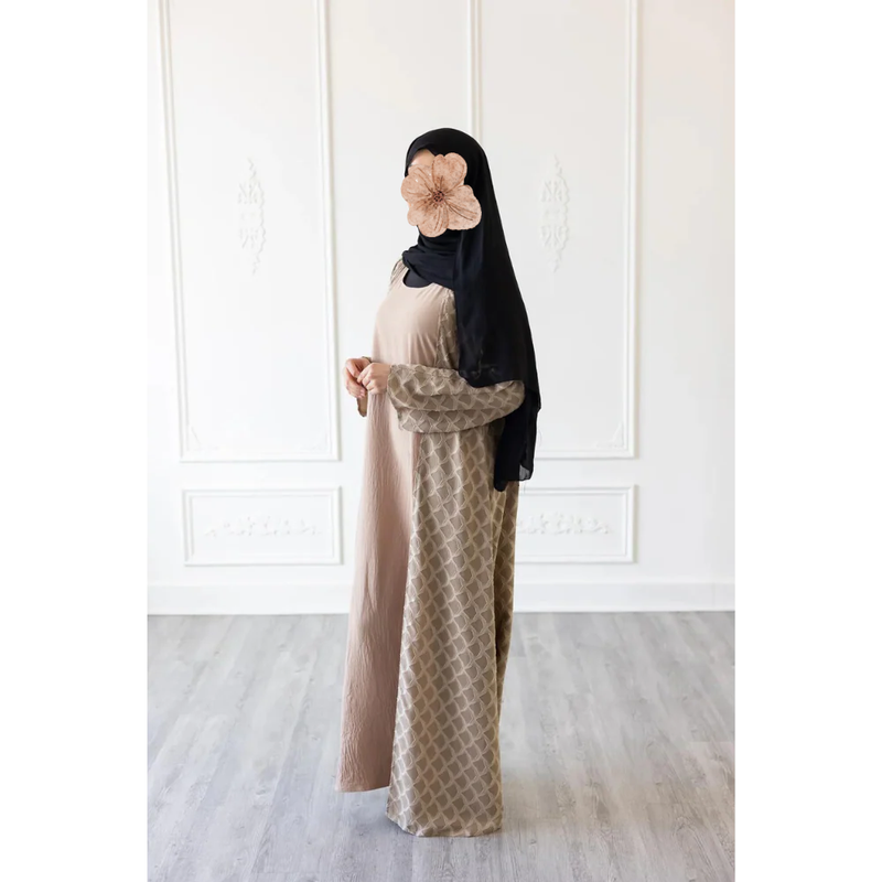 CLEARANCE Sale Mermaid Tail Print Abaya - Sandstone (C41)