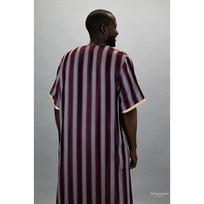 Moroccan Striped Thobe (Maroon)