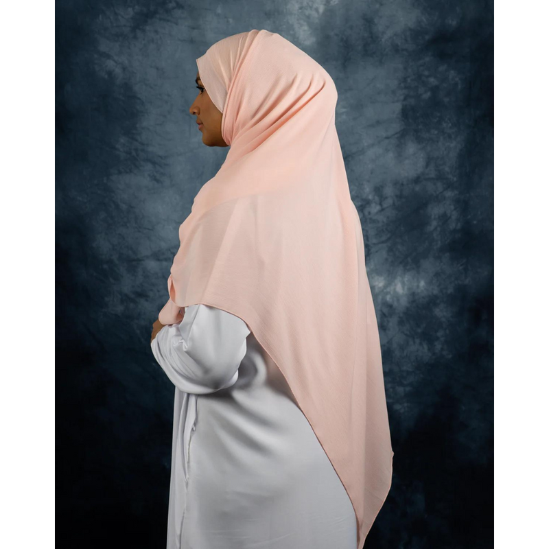 Pastel Peach Silk Crinkle Chiffon Hijab