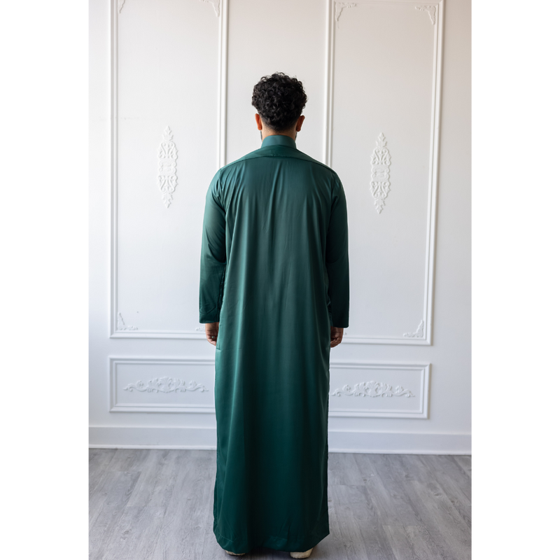Saudi Collared Thobe (Emerald Green)