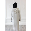 CLEARANCE SALE Moroccan Abaya White With Blue Embroidery