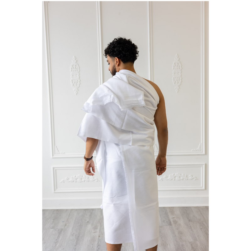 Ihram Islamic Pilgrimage Attire for Hajj and Umrah 2 Unstitched White -  (Standard)