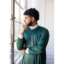 Saudi Collar Caligraphy Design - (White & Garnet Green)