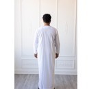 Omani Thobe (White & Khaki Brown Tassel)