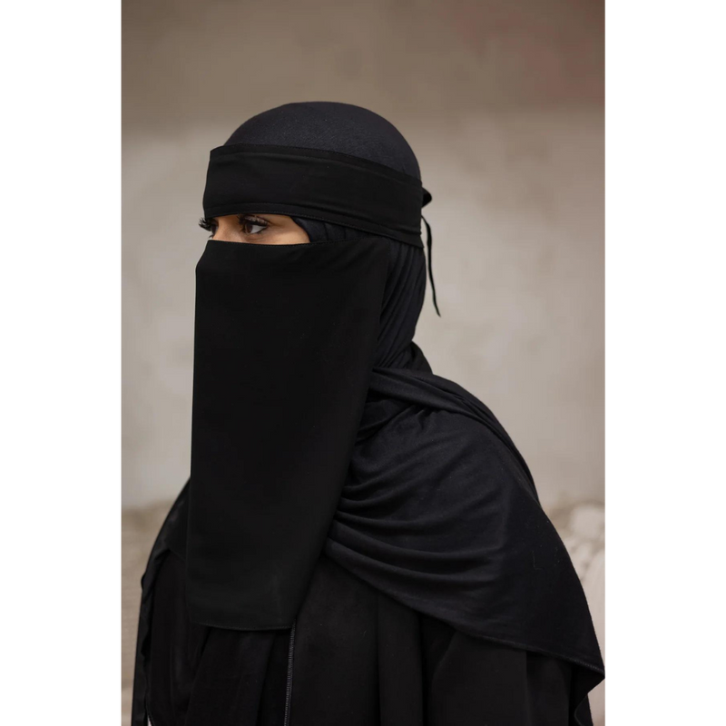 Bedoon Essm - Black One Piece Single Layer Niqab بدون إسم نقاب