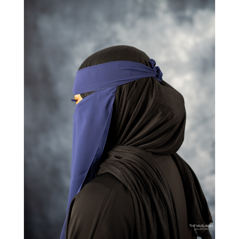 Navy Blue One Piece Single Layer Niqab