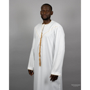 Embroidered Custom Made Emirati Thobe Style (White and Gold)