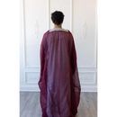 Embroidered Thobe Overcoat Arab Bisht Cloak (Burgundy)