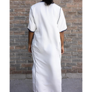 Moroccan Short Sleeve Thobe (White and Navy)