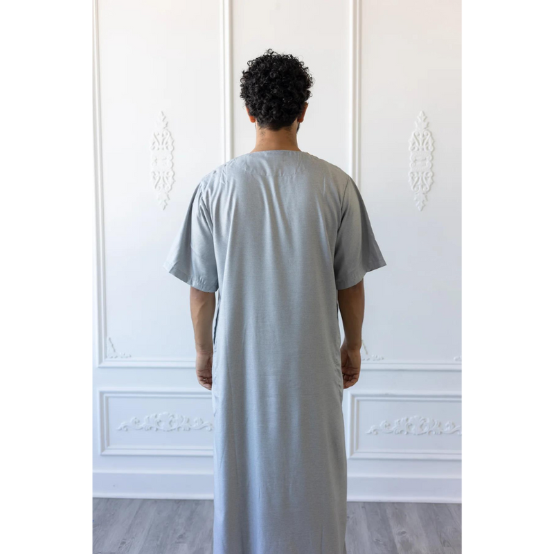 Moroccan Short Sleeve Thobe (Wolf Grey)