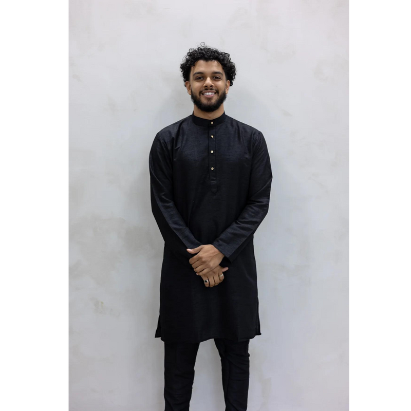 Sale Two Piece Suit Straight Fit Kurta - Black