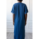 Moroccan Short Sleeve Kids-Boys Thobe (Rhino Blue Striped)