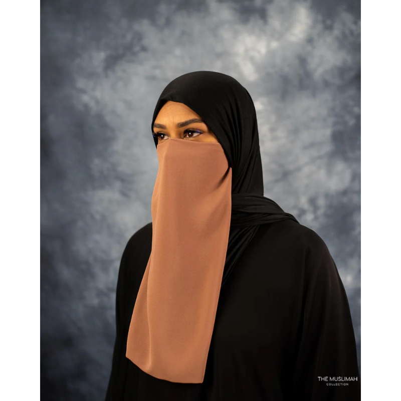 Caramel Crepe Chiffon Elastic Half Niqab