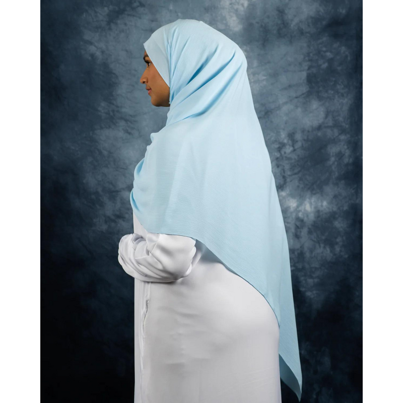 Crinkle Chiffon Hijab - Baby Blue Silk