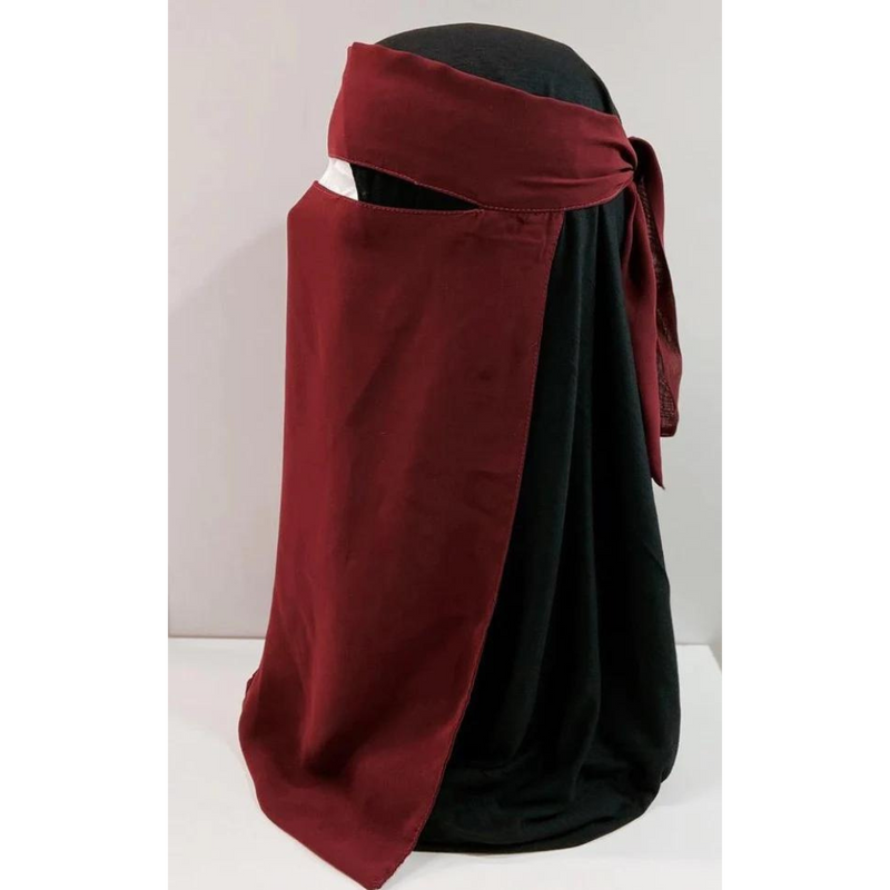 One Piece Single Layer Niqab (Maroon)