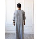 Moroccan 3/4 Sleeve Thobe (Geyser Grey & Black)