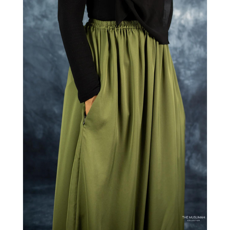 Sage Green Nida Flowy Skirt