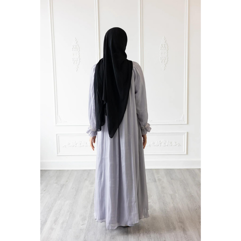 Puff Sleeve Glam Abaya - Platinum