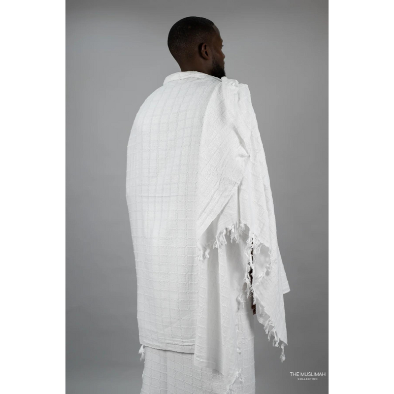 Ihram Islamic Pilgrimage Attire for Hajj and Umrah 2 Unstitched White -  (Standard)