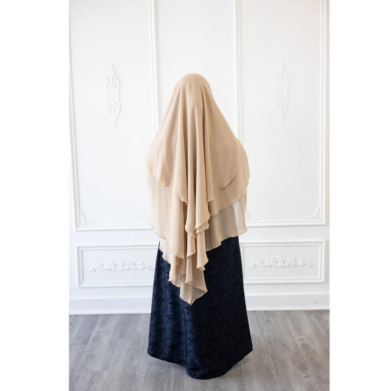 Chiffon Three Layered Princess Khimar - Vanilla Chai (C57)