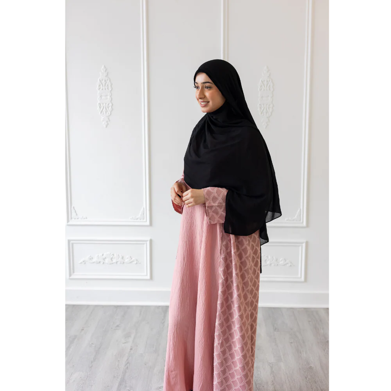 CLEARANCE Sale Mermaid Tail Print Abaya - Blush Pink (C39)