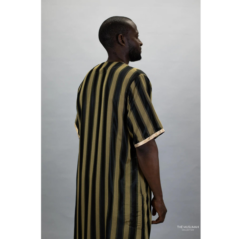 Moroccan Striped Thobe (Black and Gold)