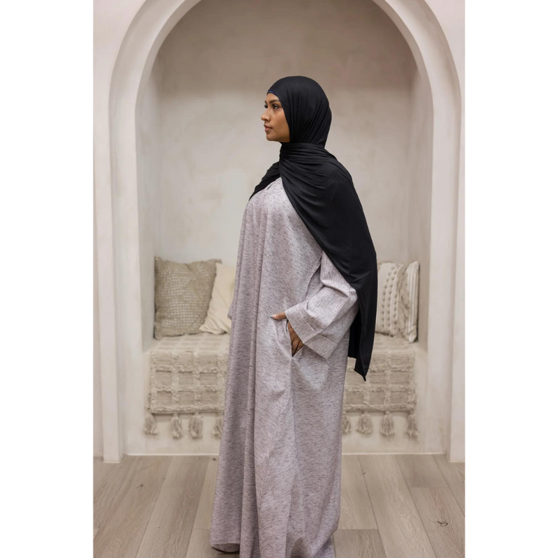 Luxury Linen Abaya (Hazelnut Swirl)