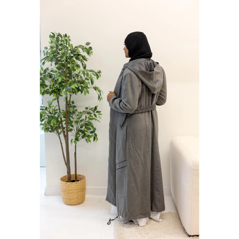 Outerwear Floor Length Longline Belted Modest Abaya Trench Coat