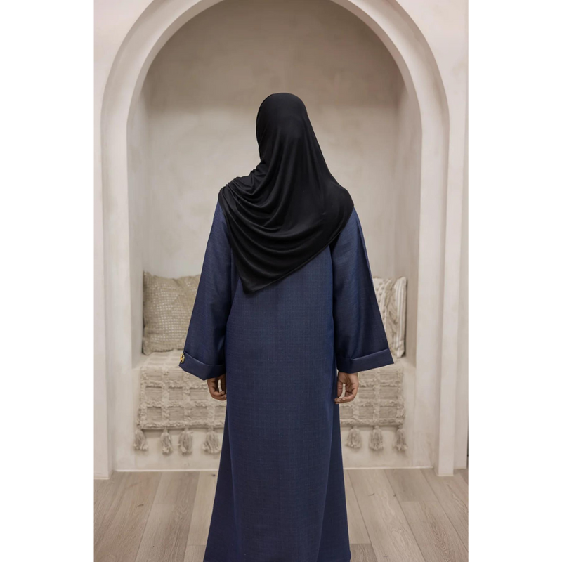 Luxury Linen Abaya (Midnight Sapphire)