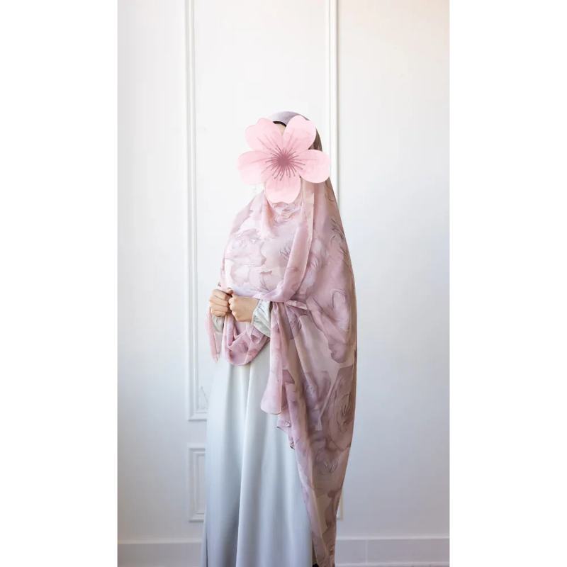 SOLD OUT Printed Chiffon Hijab - Roses in the Garden
